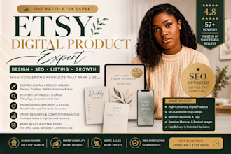 do etsy digital product design, etsy SEO for etsy digital products, shop listing