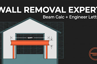 load bearing wall removal beam header calculation and engineer letter for permit