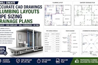 create accurate cad drawings plumbing layouts pipe sizing drainage plans