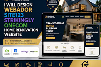 design webador site123 strikingly onecom home renovation website