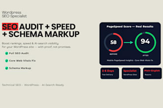 do a wordpress SEO audit with core web vitals and schema markup
