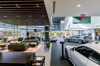design realistic 3d car showroom, dealership, auto gallery vehicle display