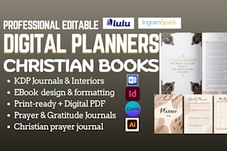 editable digital planner, workbook, christian ebook KDP prayer journal devotion