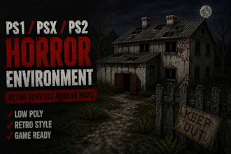 create creepy low poly 3d horror environment ps1 ps2 psx retro survival game map