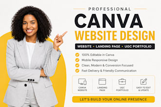design canva website, canva landing page and ugc portfolio website