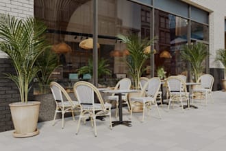 design and rendering for coffee shop, fast food, restaurant