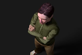 model stylized low poly character, psx animation design, indie game character