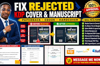 fix resize rejected KDP cover manuscript for paperback ebook