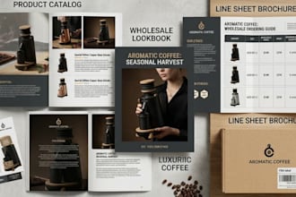 design product catalog, wholesale lookbook and line sheet brochure