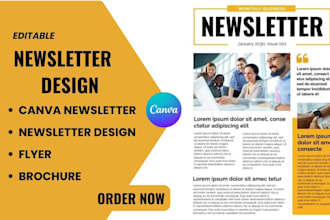 do canva newsletter design, editable newsletter design, newsletter design
