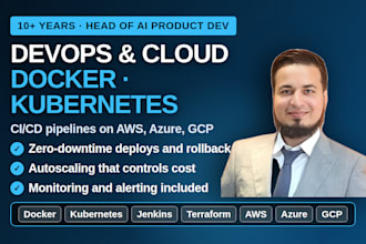setup docker, kubernetes, ci cd pipeline, AWS, gcp, azure, claude