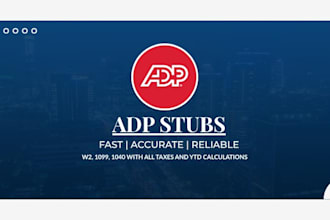 prepare adp payroll , stubs , paycheck , w2, 1099 and 1040