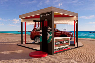 design a professional 3d exhibition booth and trade show stand