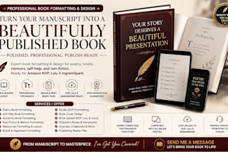 design, format poetry books, children storybooks, fiction ebooks, amazon kdp