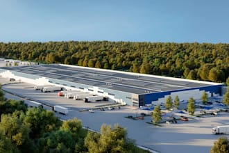 renovate architect warehouse exterior 3d rendering,3d logistic, factory building