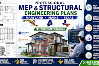 design mep engineer plan structural design floor plan in maryland, maine, texas