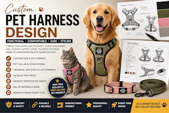 create pet accessories factory ready tech packs cat and dog harness