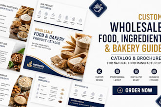 design wholesale catalog, ingredient, bakery guide for natural food manufacturer