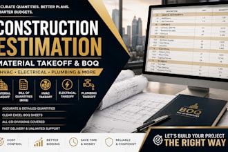 provide construction estimation material takeoff boq hvac electrical plumbing