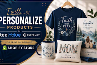 setup teeinblue products personalization for print on demand shopify store