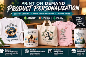 setup teeinblue products personalization for print on demand shopify store