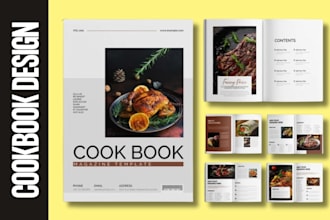 write and design cookbook, recipe book, meal plan, recipe cookbook layout design