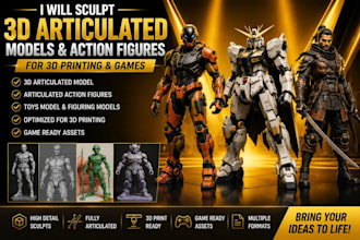 sculpt 3d articulated model 3d action figure articulated action figure toy model