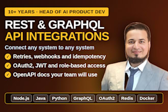 develop rest api, graphql api and third party api integration