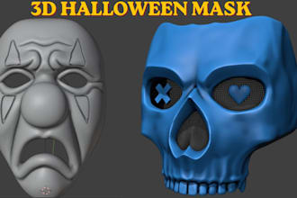 create custom halloween 3d mask, oni mask, dj mask, cosplay helmet, props stl