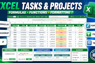 microsoft excel tasks, projects, formulas, formatting and spreadsheets