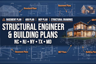 structural engineer nc, nj, ny, tx, MD building plans basement plan adu mep plan