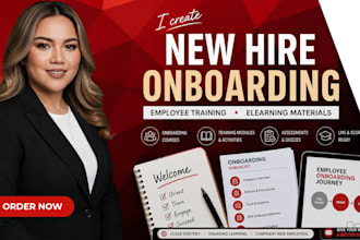 create new hire onboarding courses, employee training and elearning materials