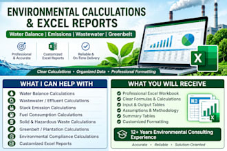 prepare environmental calculations and excel reports