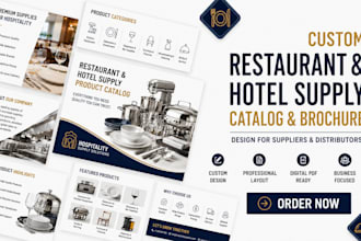 design product catalog, dealer brochure for restaurant and hotel supply company