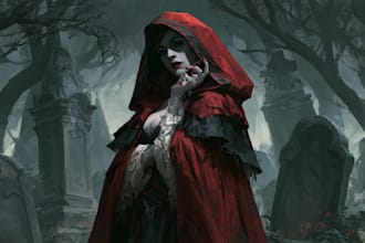 make creepy and detailed horror character illustration