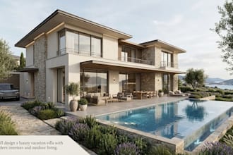 design a luxury vacation villa with modern interiors