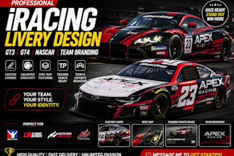 design custom iracing gt3 gt4 nascar livery trading paint spec map racing livery