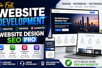 do full website development creation redesign elementor website design SEO pro