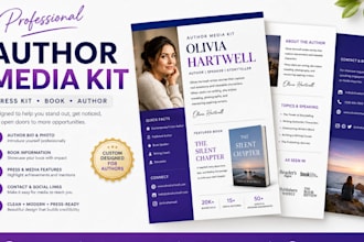 design an author media kit, press kit, and book media kit design for author