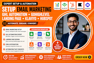 setup email marketing ghl automation gohighlevel landing page klaviyo hubspot