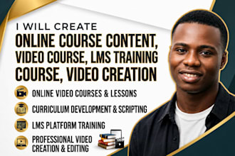 create online course content, video course, lms training course, video creation