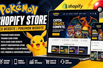 design pokemon shopify store, tcg website, pokemon website