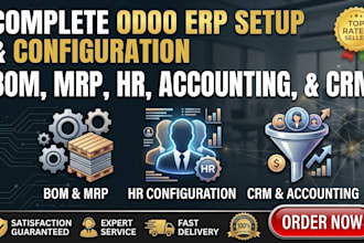 setup odoo erp, accounting, bom hr configuration and odoo crm for your business