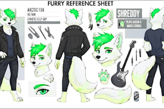 design fursona furry anthro character and pop art cover