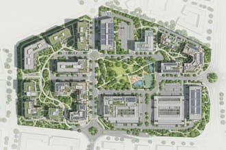 render architectural site plan, master plan, and landscape plan