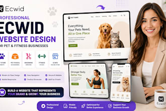pet store food accessories grooming services fitness studio ecwid website design