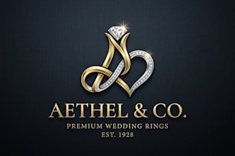 design a premium wedding rings logo for your brand