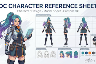 create a professional oc character reference and model sheet