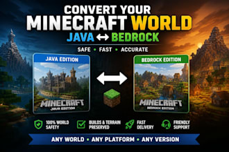 convert your minecraft world java to bedrock, bedrock to java on any platform