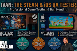 playtest and review your steam or ios game with a detailed QA report
